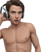 boy with headphones looking at you sticker