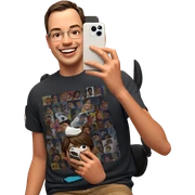 smiling boy taking selfie sticker