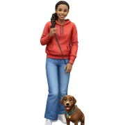girl smiling outdoors with dog sticker