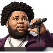 focused male performer with microphone sticker