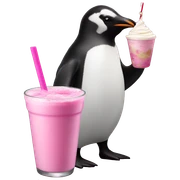penguin drinking pink milkshake sticker