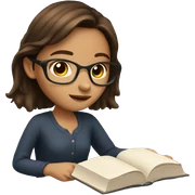 Girl with brown hair, reading book sticker