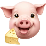 Pig eating cheese sticker