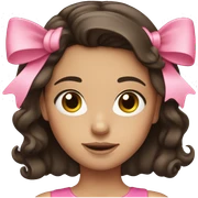 brunette girl with pink bow  sticker
