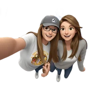 happy girls with long hair sticker