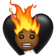 Black heart on fire  sticker