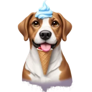 Dog with ice cream cone on head sticker