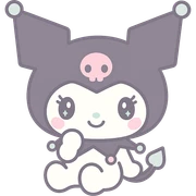 Kuromi character, standing, clear outline, cute style, transparent PNG, no background sticker