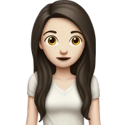 Pale skin girl with dark brown long hair confused sticker