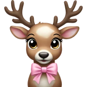 baby reindeer with a light pink bow sticker