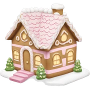 light pink and gold and white gingerbread house sticker