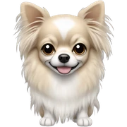 Long hair Chiwawa with black color ears and whiter color sticker