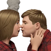 blonde and brown boys kiss sticker
