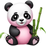 Panda "A pastel pink panda with glowing, soft fur, heart-shaped eye patches, and tiny sparkling bamboo leaves floating nearby." sticker
