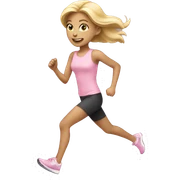 blonde girl running wearing pastel pink sticker