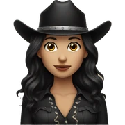 cowgirl, pale skin, black hair, black cowgirl hat sticker