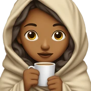 girl inside a blanket sipping coffee eyes closed sticker