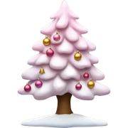 árbol navideño blanco con decoraciones rosa sticker