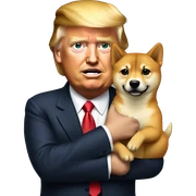 Donald trump holding doge sticker