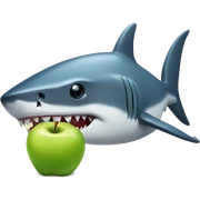 shark with apple sticker