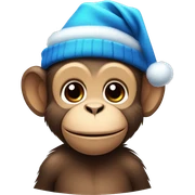 cute monkey with blue Christmas hat sticker
