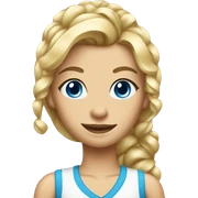 Blond Girl with high curled ponytail and blue eyes  sticker