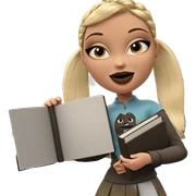 smiling girl with book sticker