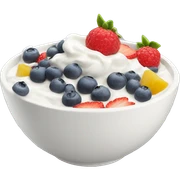 Yoghurt bowl with fruit sticker