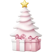 Light pink Christmas gifts under a white Christmas tree  sticker