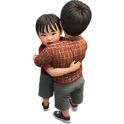 boys hugging from above sticker