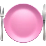 Pink plate with pink silverware realistic sticker