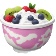 Yoghurt bowl with fruit sticker
