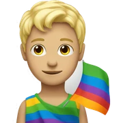 blonde boy with pride flag sticker