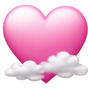 pink heart + cloud sticker