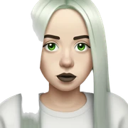 billie eilish avec des racines vertes et des cheveux noir sticker