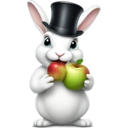 White Rabbit in top hat eating an apple  sticker