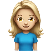 Little Girl, white skin, bronze hair, smile, tutor, bright blue t shirt, icon  sticker