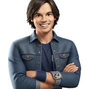 boy in denim jacket smiling sticker