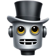 a robot with a top hat sticker