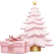 Light pink Christmas gifts under a white Christmas tree  sticker
