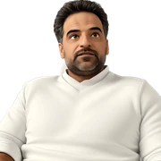 contemplative male in white sweater sticker