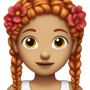 Lovable brown flower girl, with red hair braids sticker