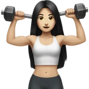 Pale girl with long black hair lifting weights sticker