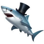 Shark with a top hat sticker