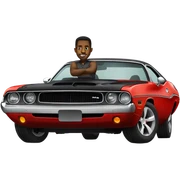 Black man driving a dodge challenger sticker