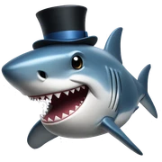 Shark with a top hat sticker