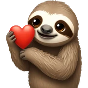 sloth holding heart sticker