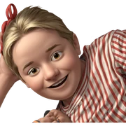 smiling boy in striped shirt sticker