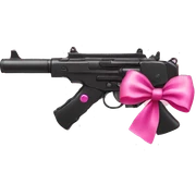 gun with pink bow sticker