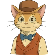 ghibli style cat in a hat sticker